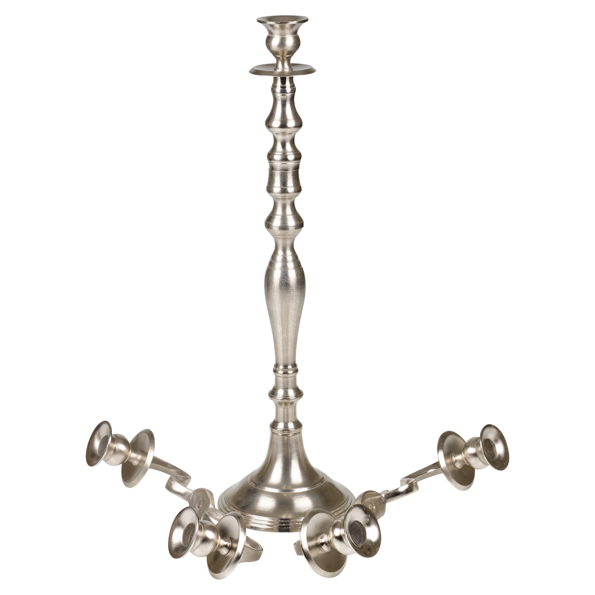 5 Arm 50cm Candelabra Brushed Aluminium Traditional Silver Candlesticks
