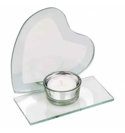 Tealight Holder Glass & Heart [395340]