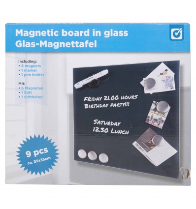 9pc Magnetic Notice Board In Glass [412894]