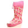 GIRLS PINK WELLIES WITH HEARTS AND FLOWERS PRINT