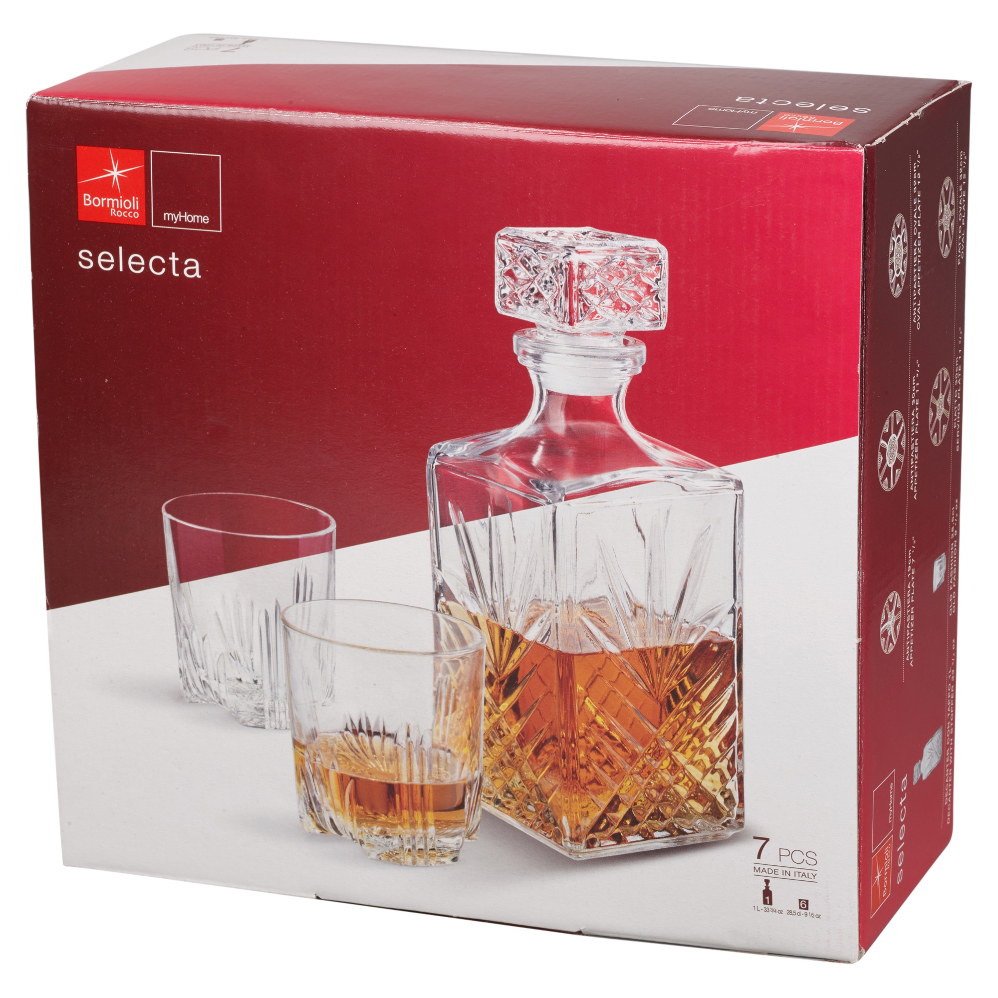 7 Glass Wine Whisky Bormioli Rocco Tumblers Whiskey Bottle Decanter ...