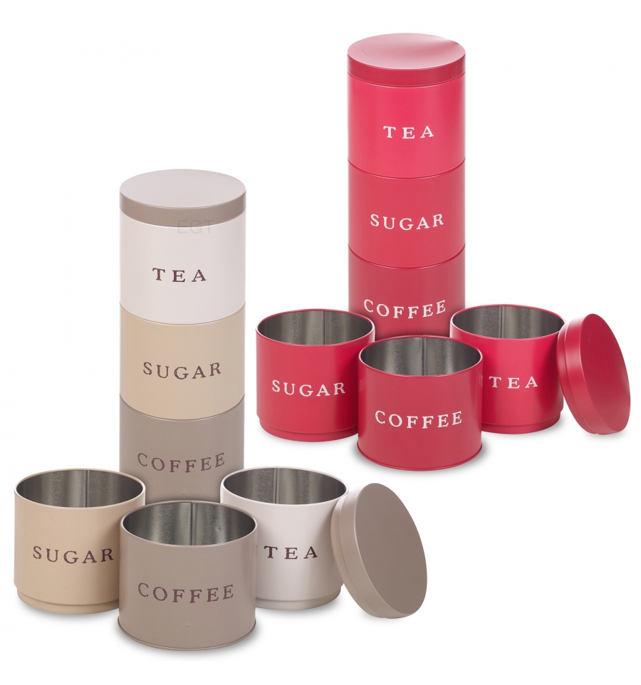 stackable storage jars tea coffee sugar