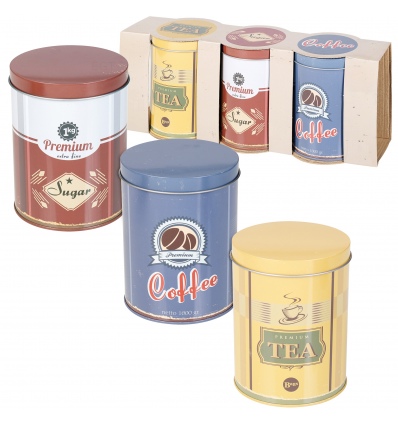 3pc Metal Tea Coffee Sugar Storage Tin [217265]