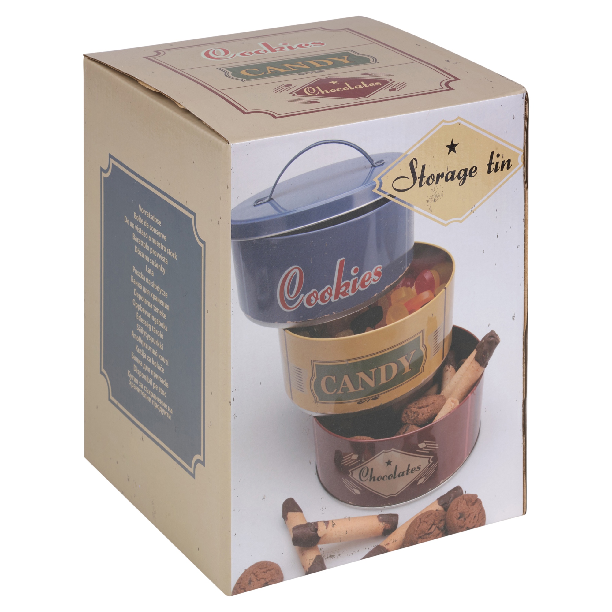 Set Of 3 Metal Round Cookie Tins Dry Food Kitchen Storage Stackable