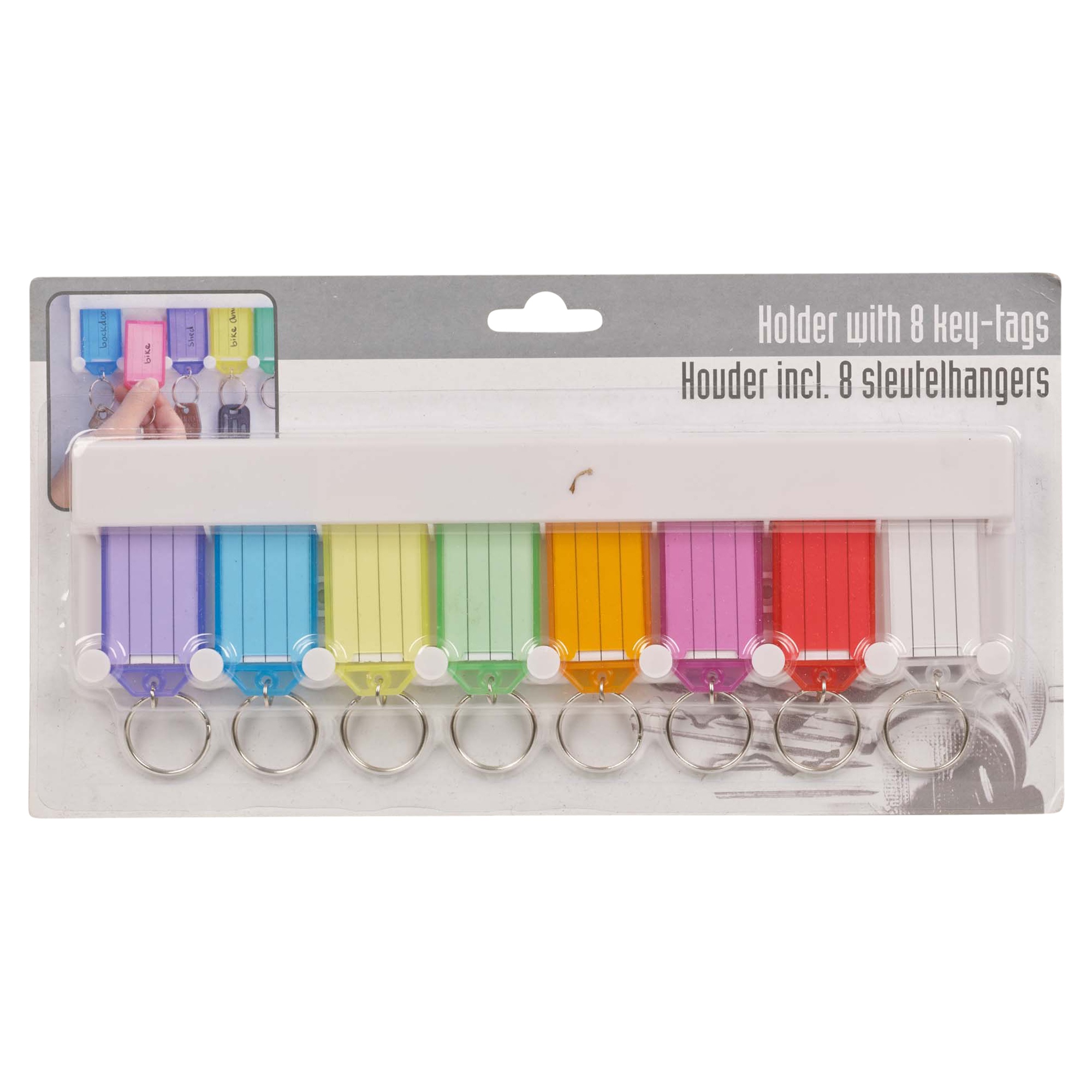 8Pc White Storage Multi Key Rack Holder Hanging Plastic Tags Wall
