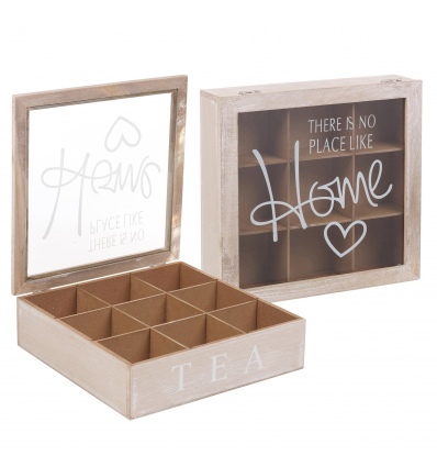 9pt Tea Box 'No Place Like Home' with Glass Lid [955616]