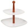 2 Tier Cake Stand With Wooden Handle [471427]