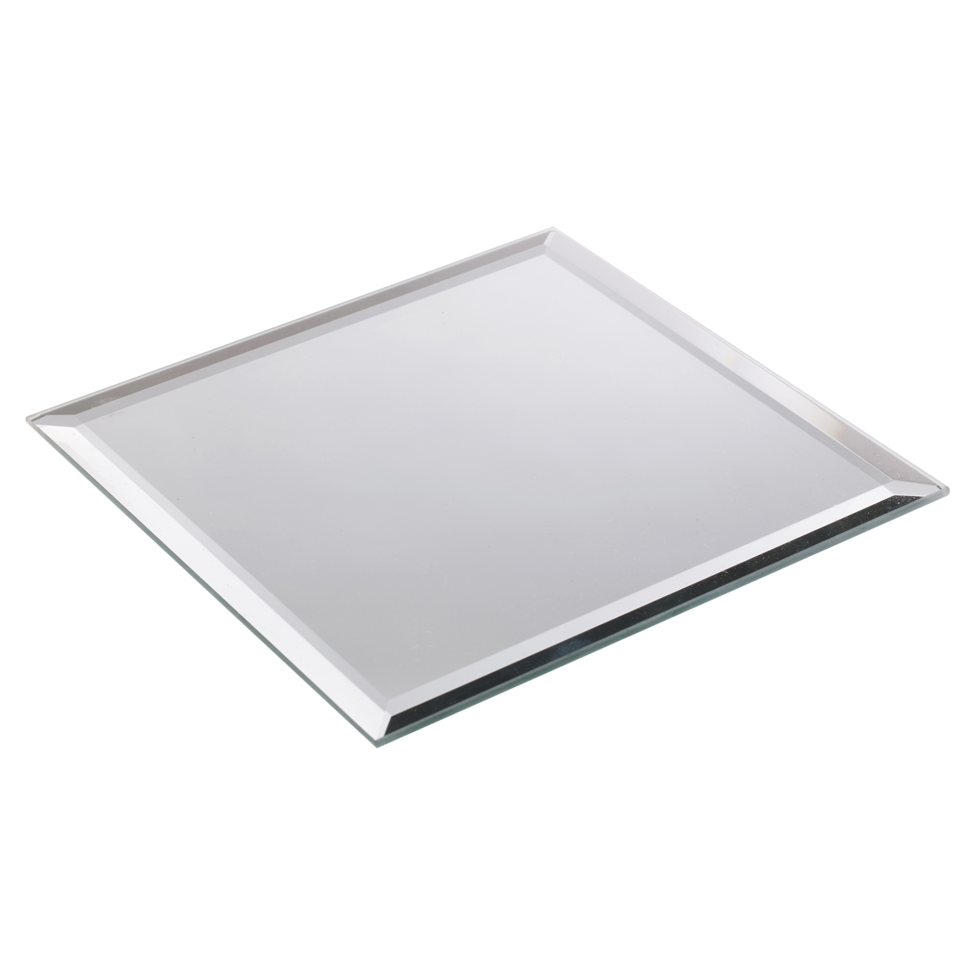 Square Candle Plate & 5 Inch Square Mirror Candle Plate With Bevelled