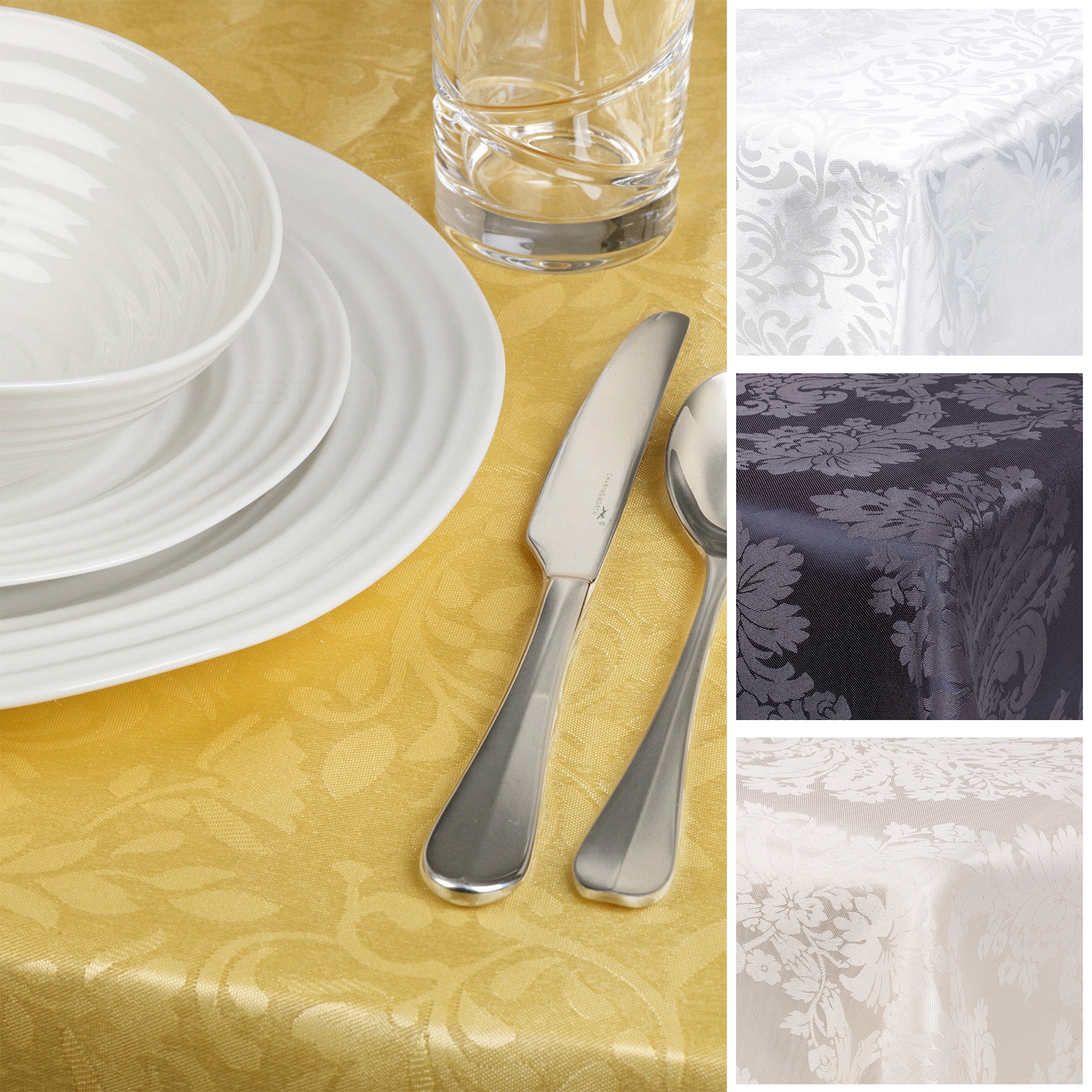 Damask Design Floral Jacquard Rectangle Tablecloth Oblong Cloth