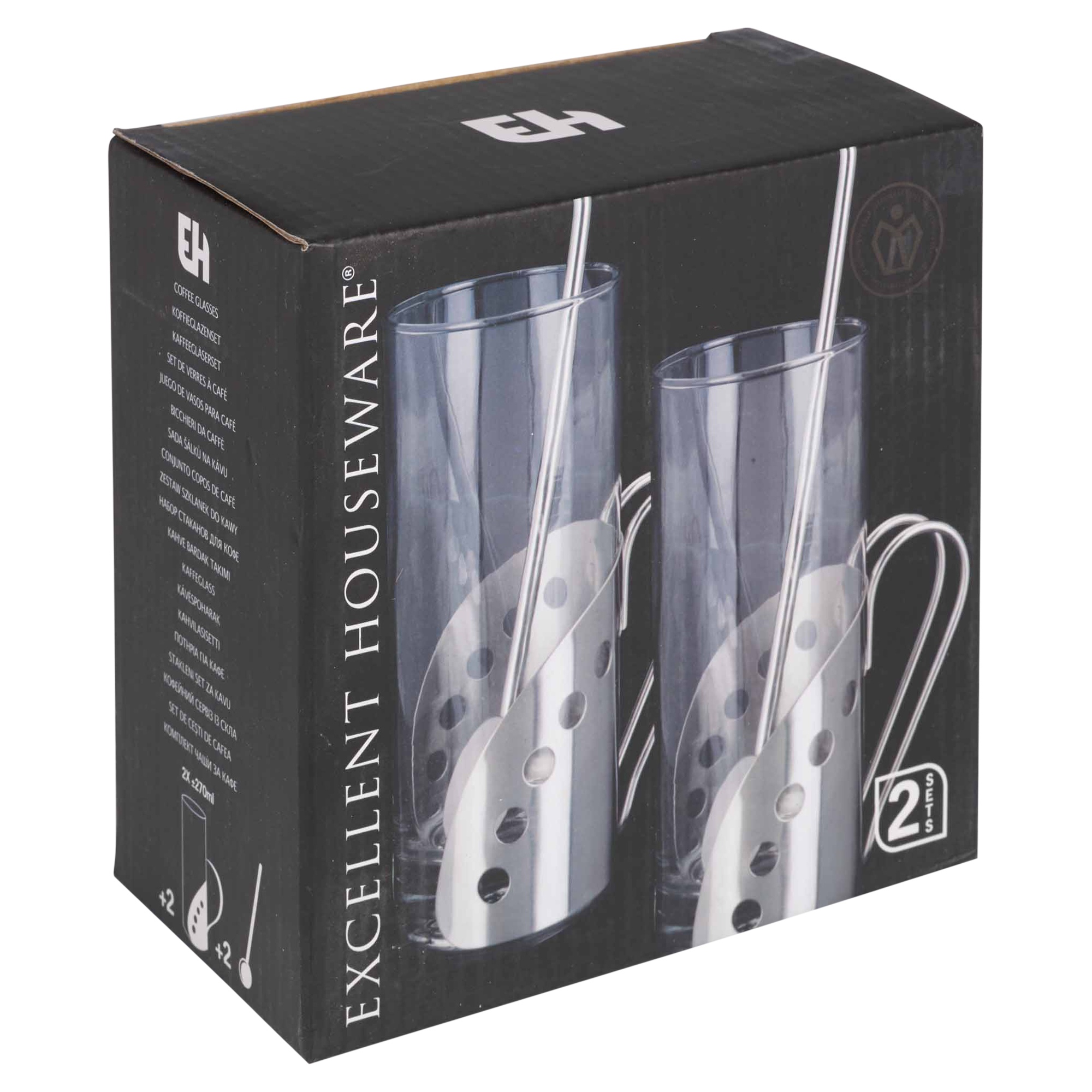 2 4 6 Latte Coffee Tea Glass Cups Hot Drink Mugs With Spoon Straw
