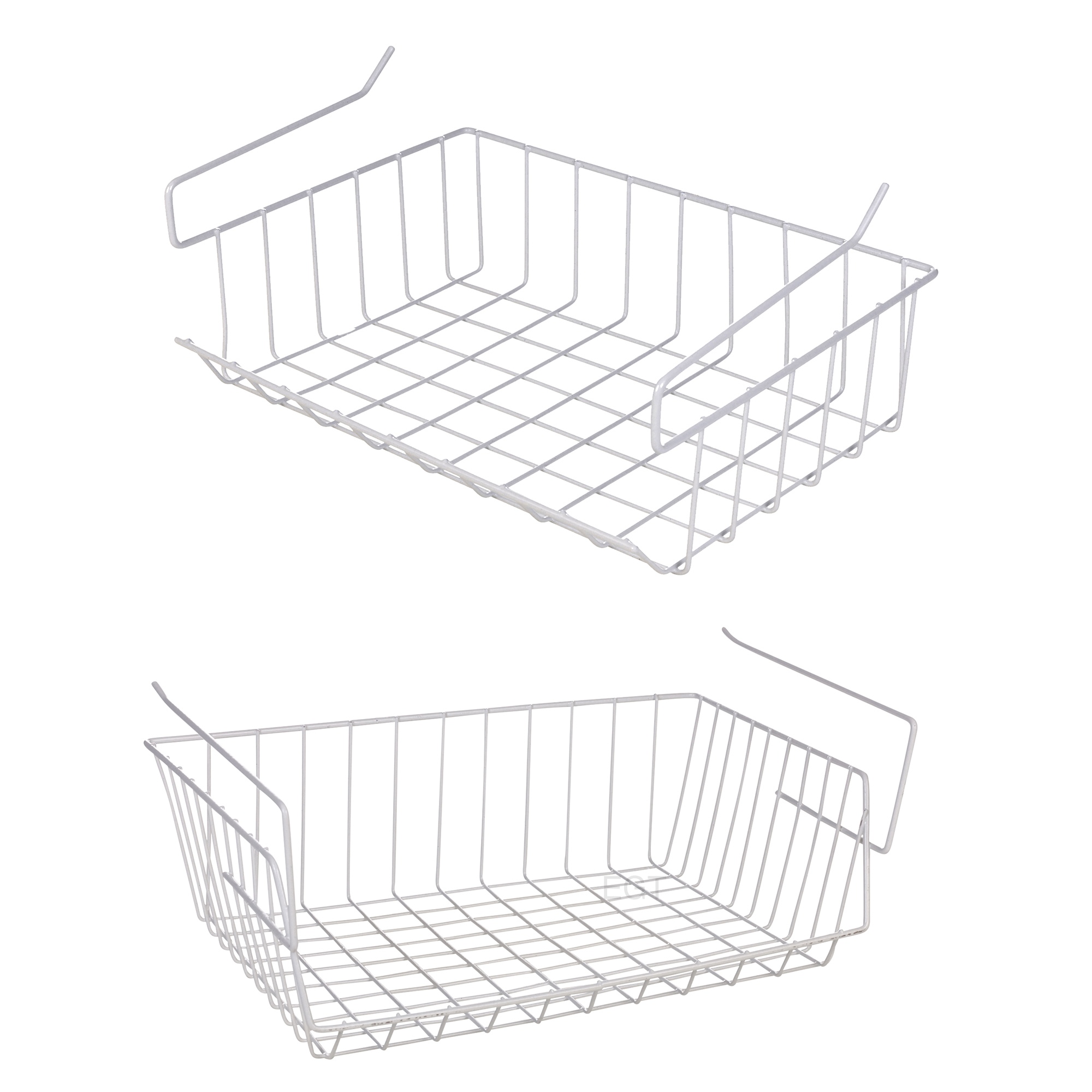 White Under Shelf Table Storage Basket Rack Kitchen Wire Mesh