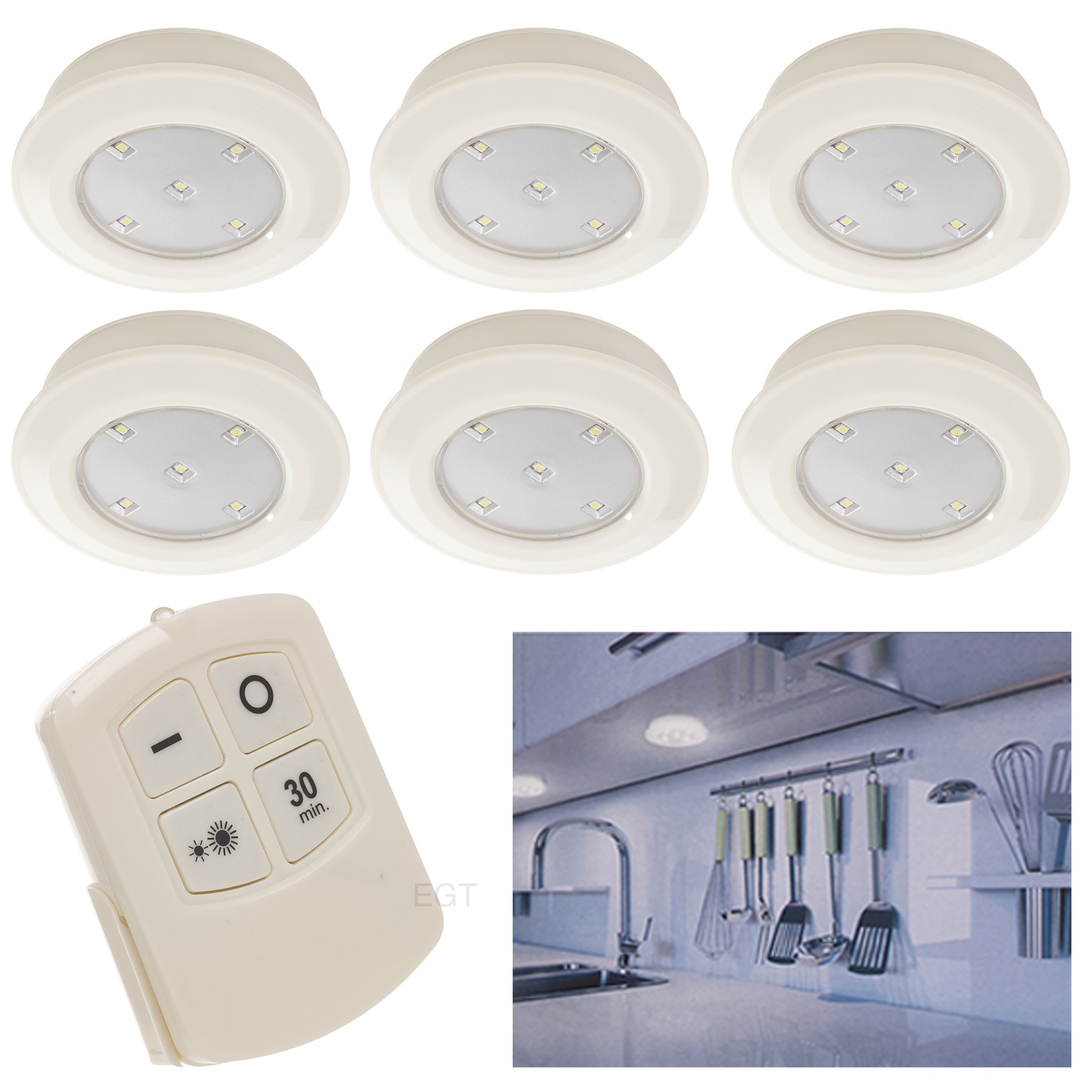 6 Remote Control Wall Ceiling Wireless Round LED Lights ...