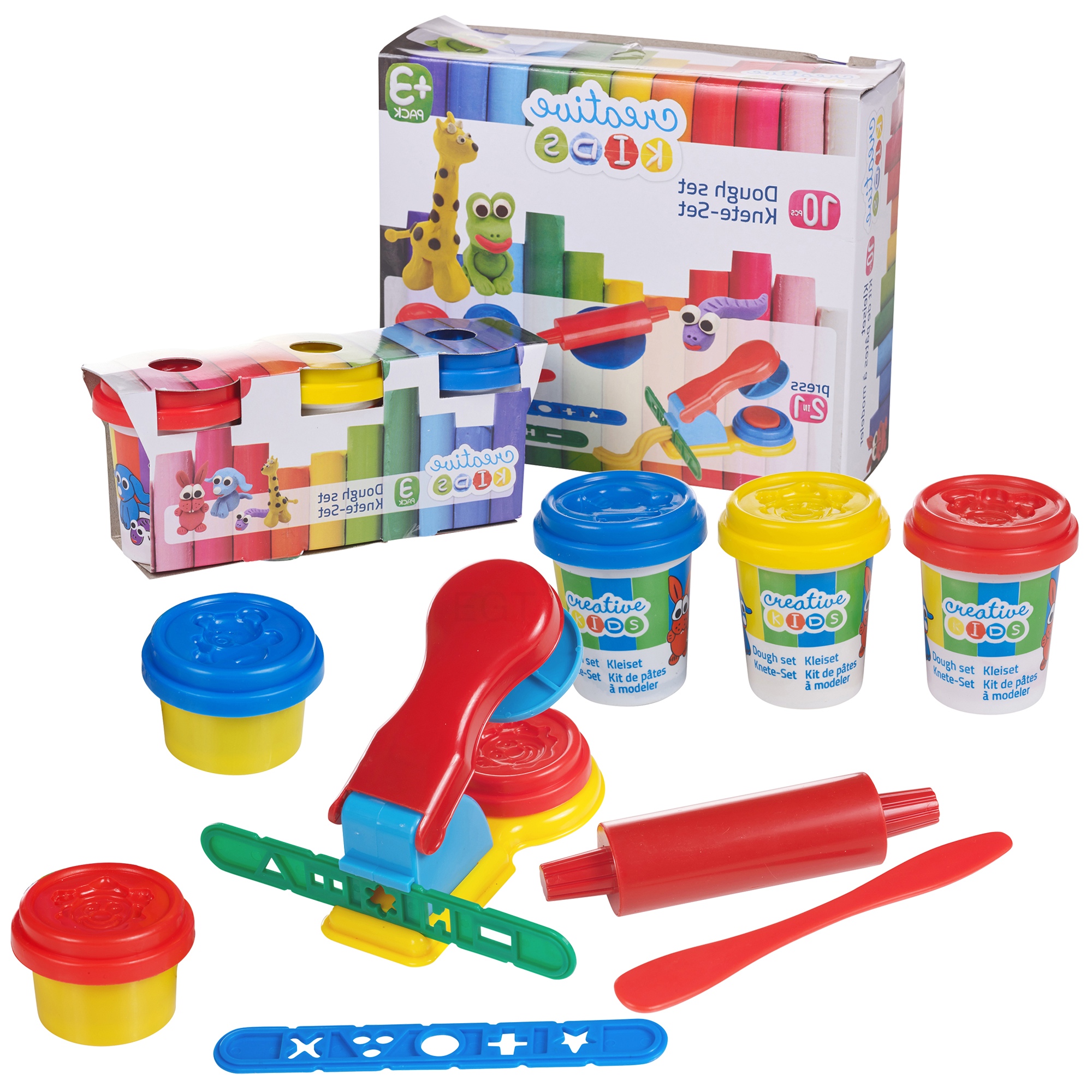 10 Piece Creative Kids Play Dough Craft Gift Set 5 Tubs Roller Moulds