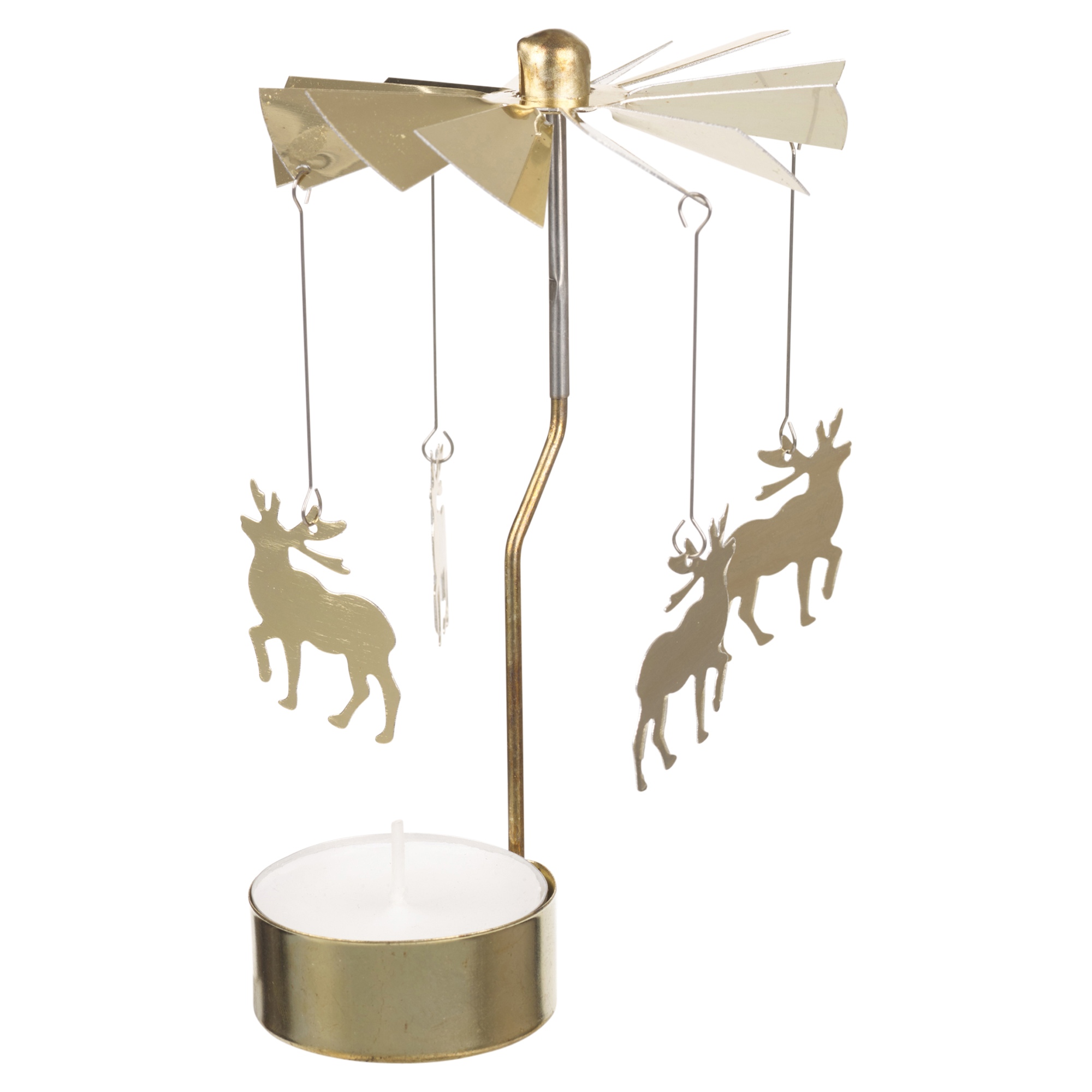 Fenteer Carrusel Candelitas Giratorias Tealight Vela Rom/ántica Noche De Oro Regalos Creativos L/ámpara Decorativa Navide/ña Alce