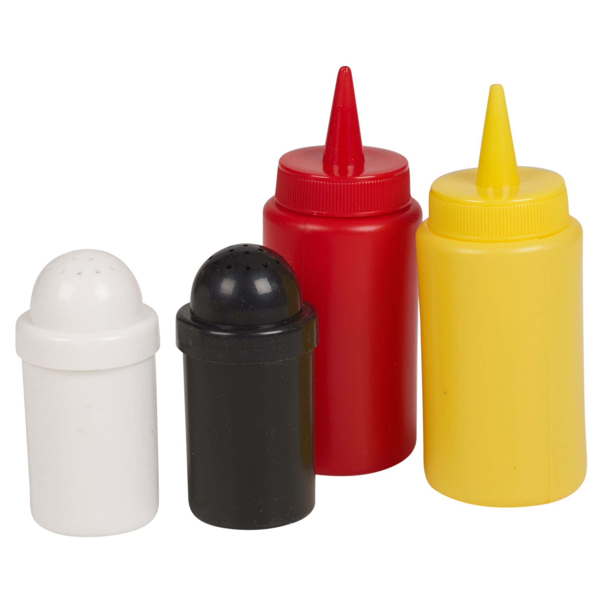 Wooden Picnic Table Condiment Shaker Salt Pepper Ketchup Mustard Pub