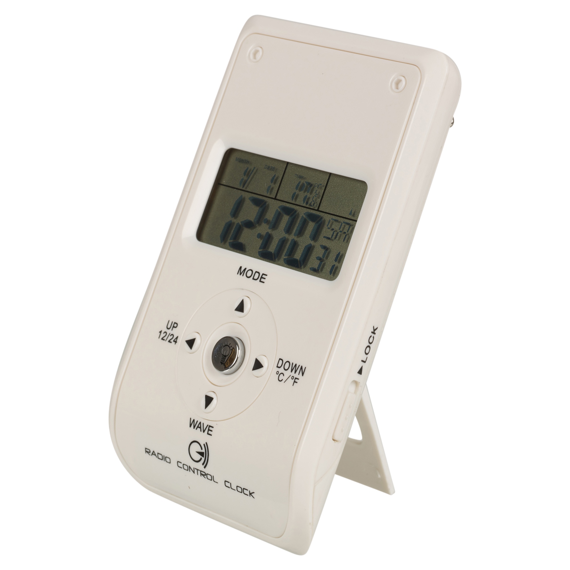Radio Controlled White Travel Bedside Digital Alarm Clock Coloured