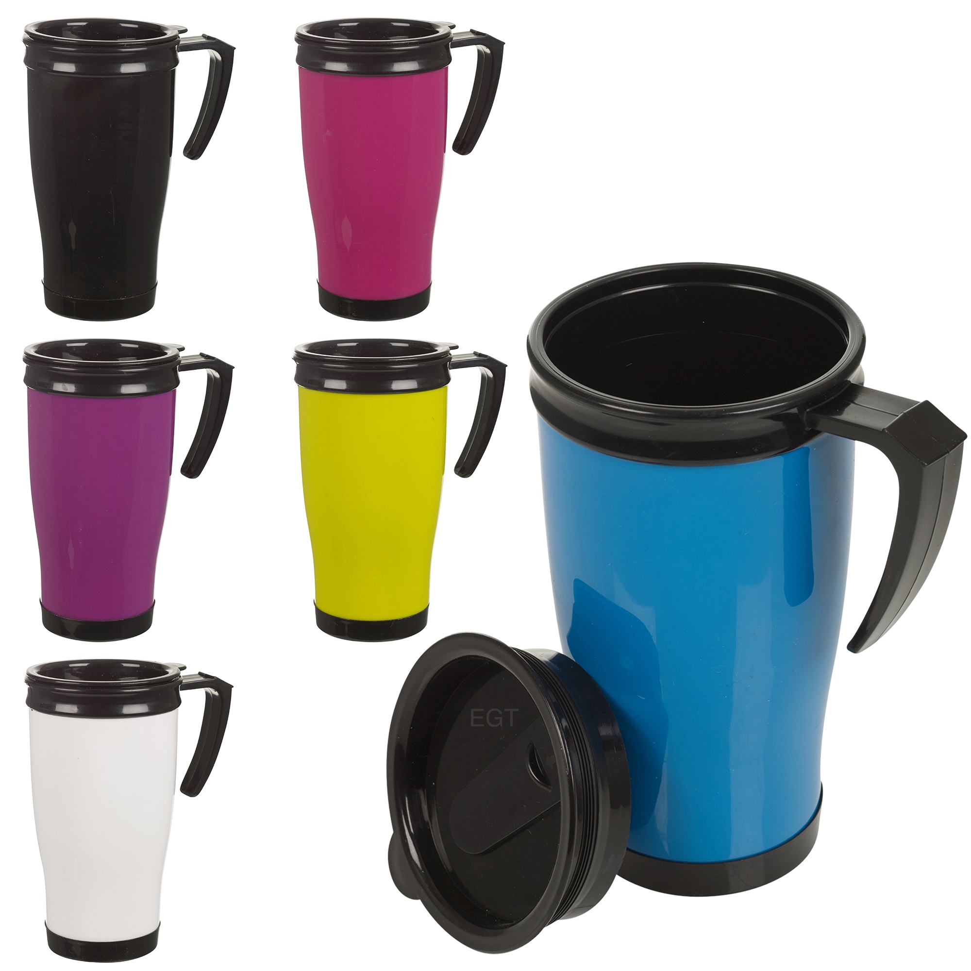 Isotherme double paroi Non déversement Tasse de voyage avec couvercle Easy Grip Café Thé Chaud Cup