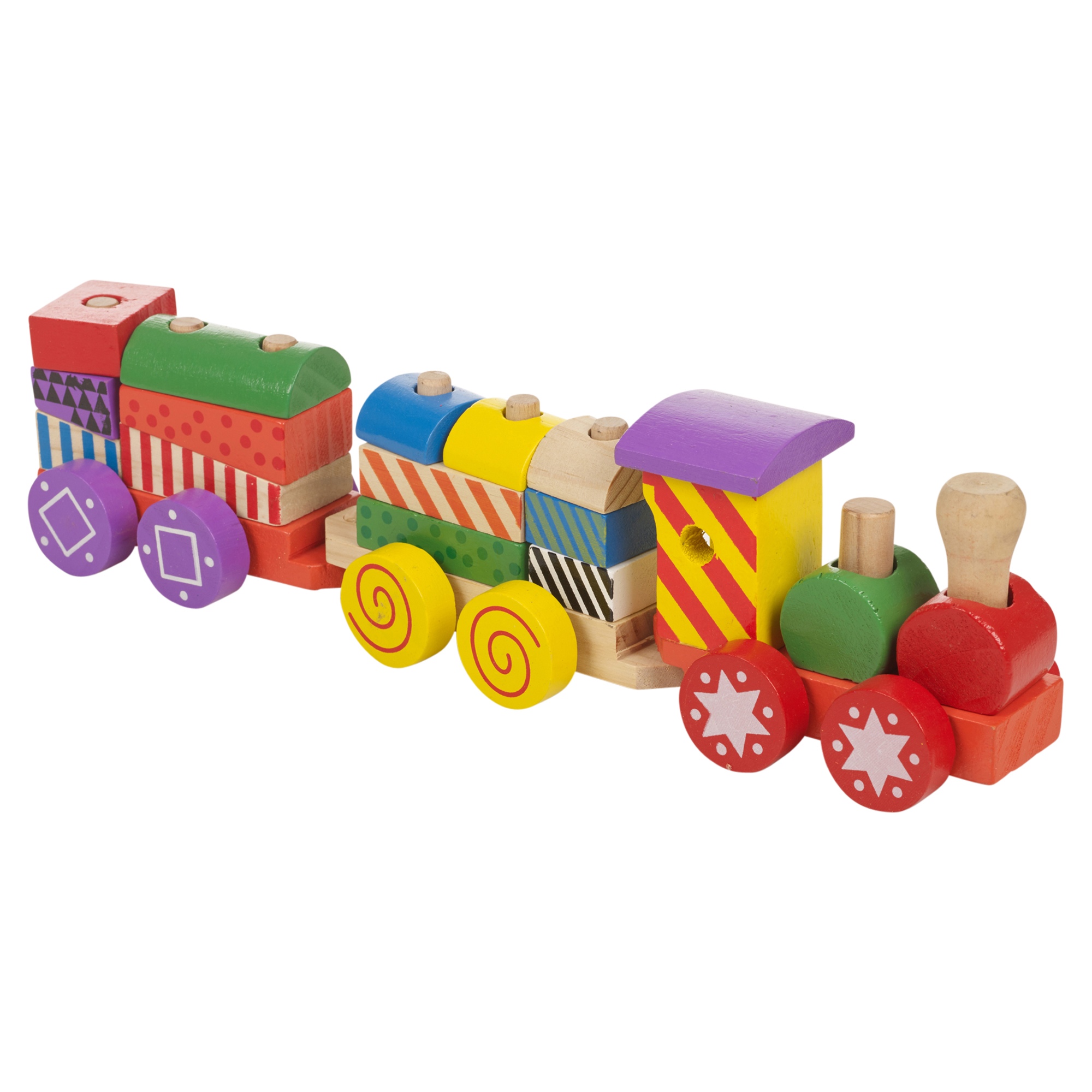 17 Piece Kids Wooden Train Play Set Children Role Play Toy Colourful