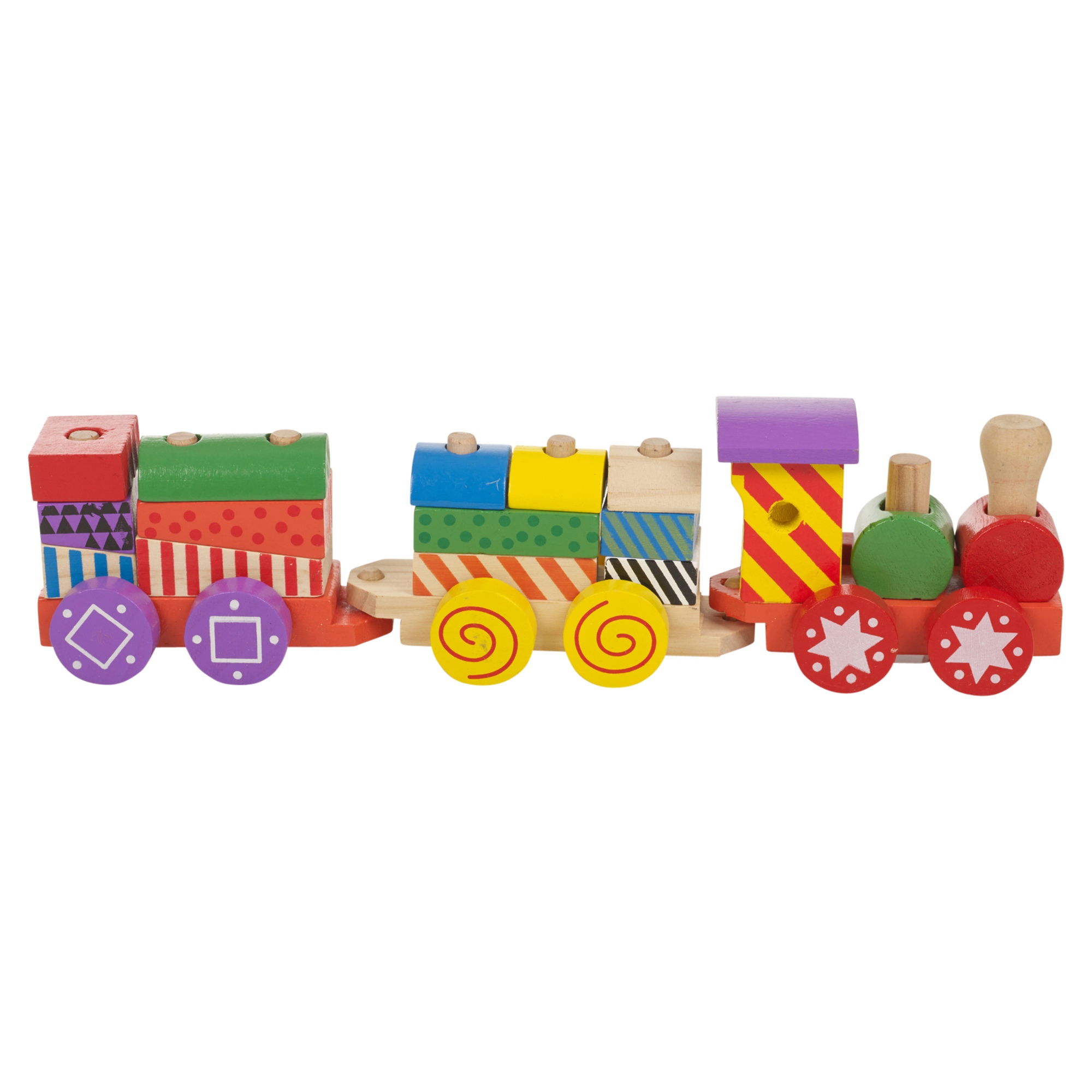 17 Piece Kids Wooden Train Play Set Children Role Play Toy Colourful