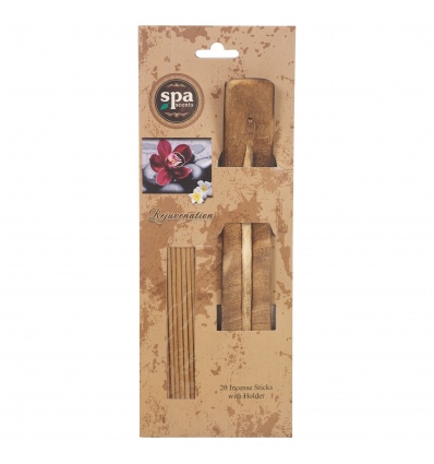 Spa Scents 20 Brown Incense Sticks Wooden Holder [017761]