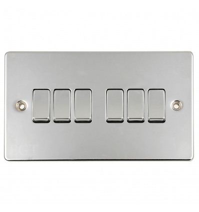 BG Chrome 10AX Plate Switch 6 Gang 2 Way [004756]