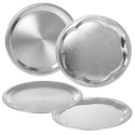 Round Metal Serving Platter Flower Mirror Tray [290763]