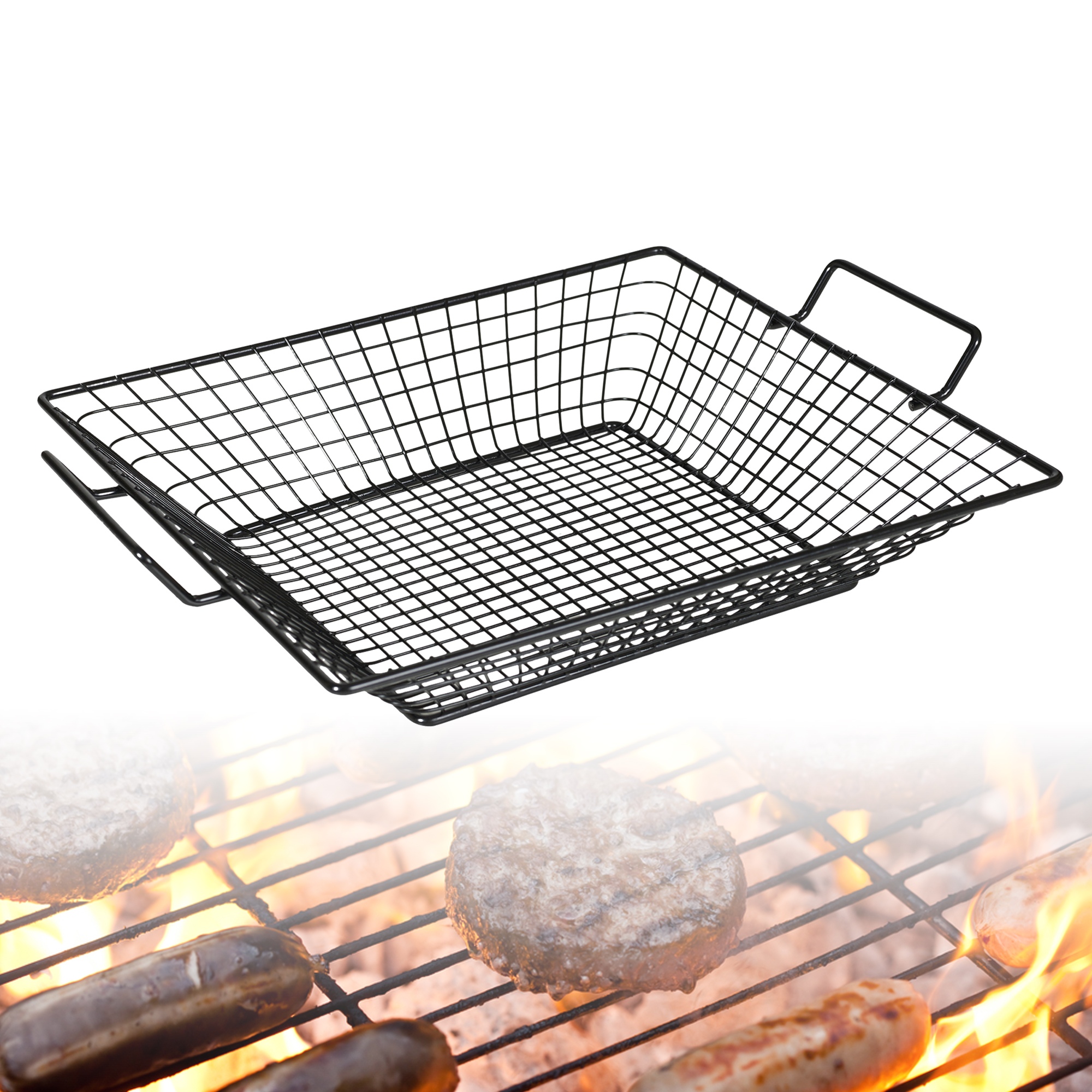Barbecue Steel Mesh Basket Food Tray Grilling Non Stick Camping Rack