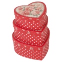 Gift Box 3Pc Red Doily Heart Flowers [445221]