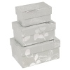 Gift Box 3Pc Silver Flower Rectangle [443166]