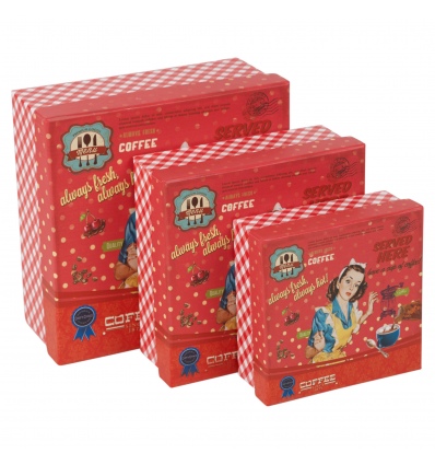 Gift Box 3Pc Red Square Vintage Girl Print [445320]