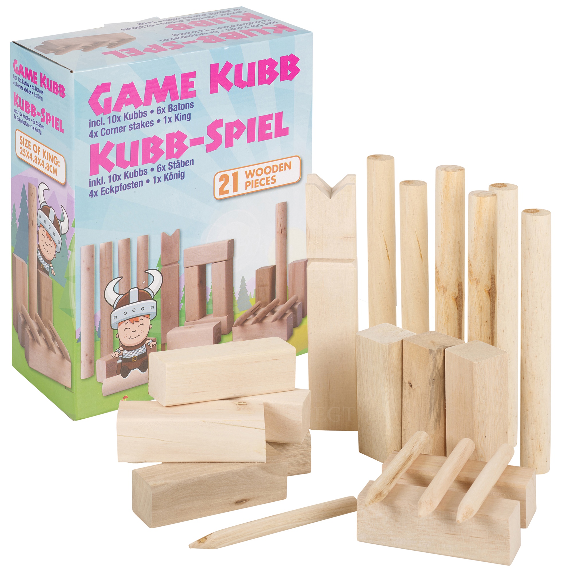 Kubb Birch Wooden Game Family Garden Toy Block Outdoor Chess Boules