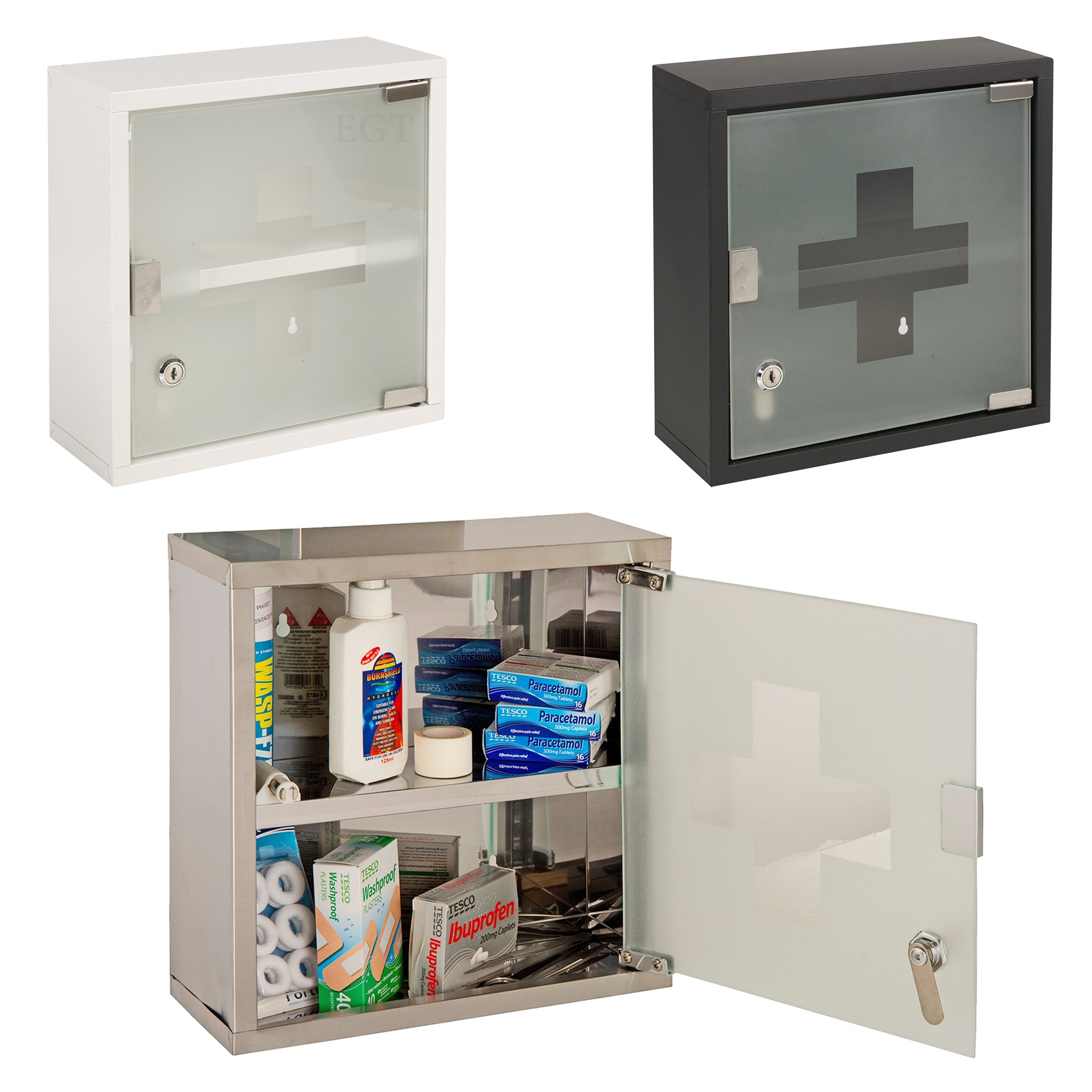 Wall Mountable Medicine Cabinet Cupboard Lockable Keys First Aid
