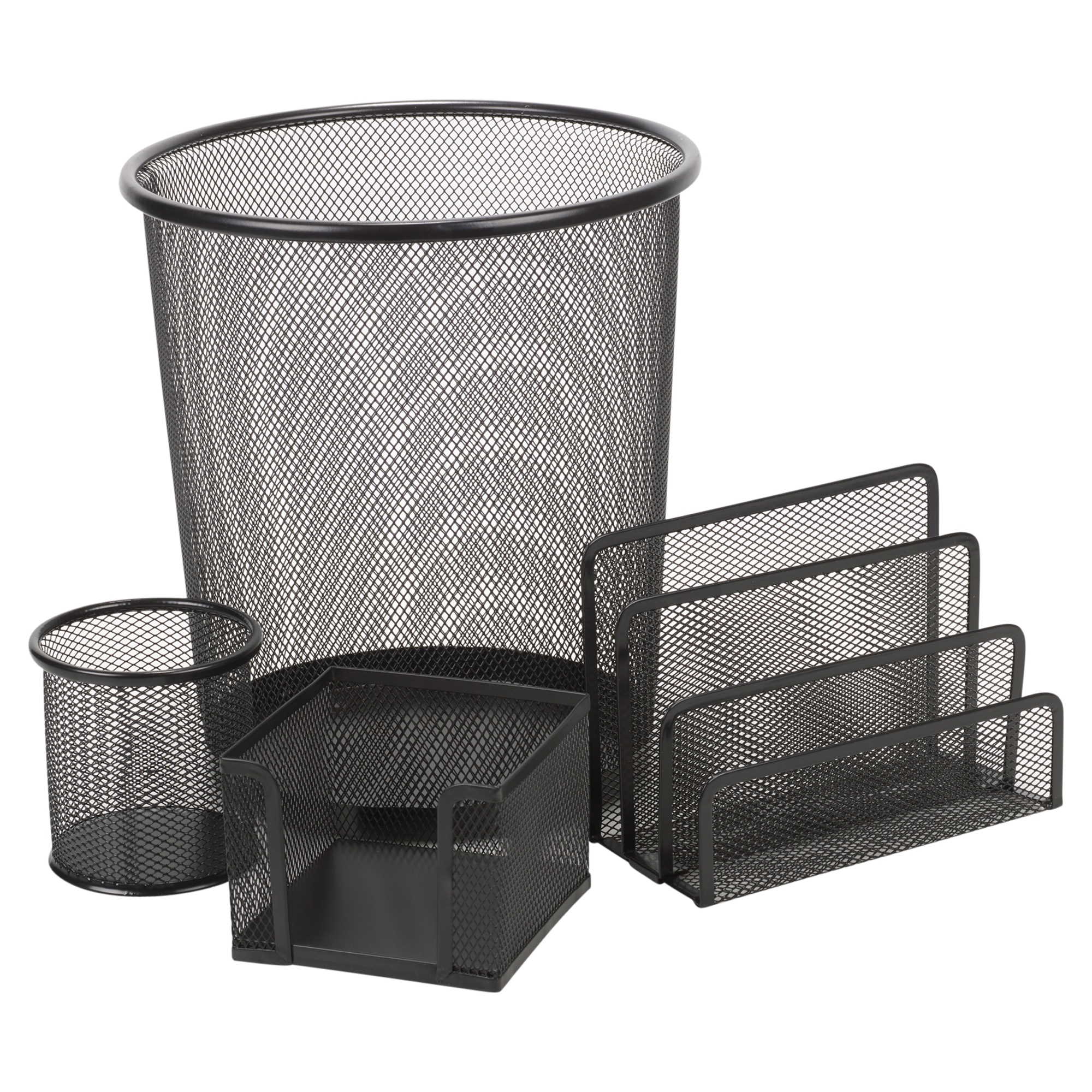 Metal Office Mesh Bin & Desk Organiser Set Stationery Tidy Letter Holder Pen Pot eBay