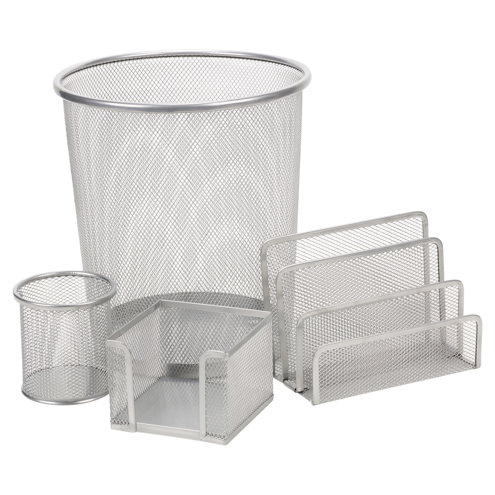 Metal Office Mesh Bin & Desk Organiser Set Stationery Tidy Letter Holder Pen Pot eBay