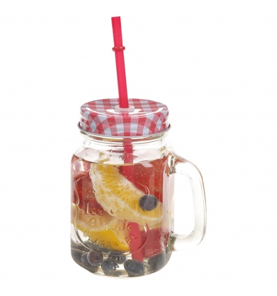 Glass Juice Jar With Straw 500ml [156477]