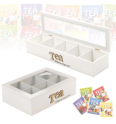 MDF 5 Section Tea Box White [577573]