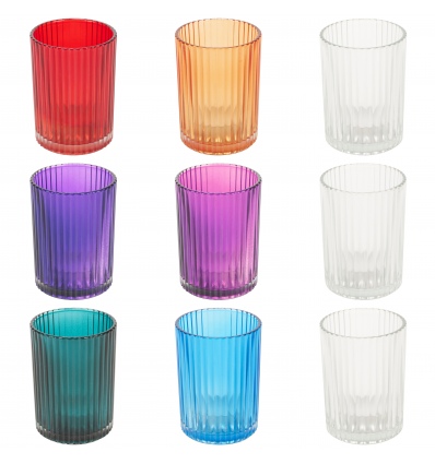 Arti Casa Ribbed Glass Candle Holders With Tea Light [547251]