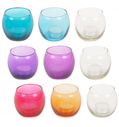 Arti Casa Round 3pc Coloured Glass Holder With Tea Light [547220]