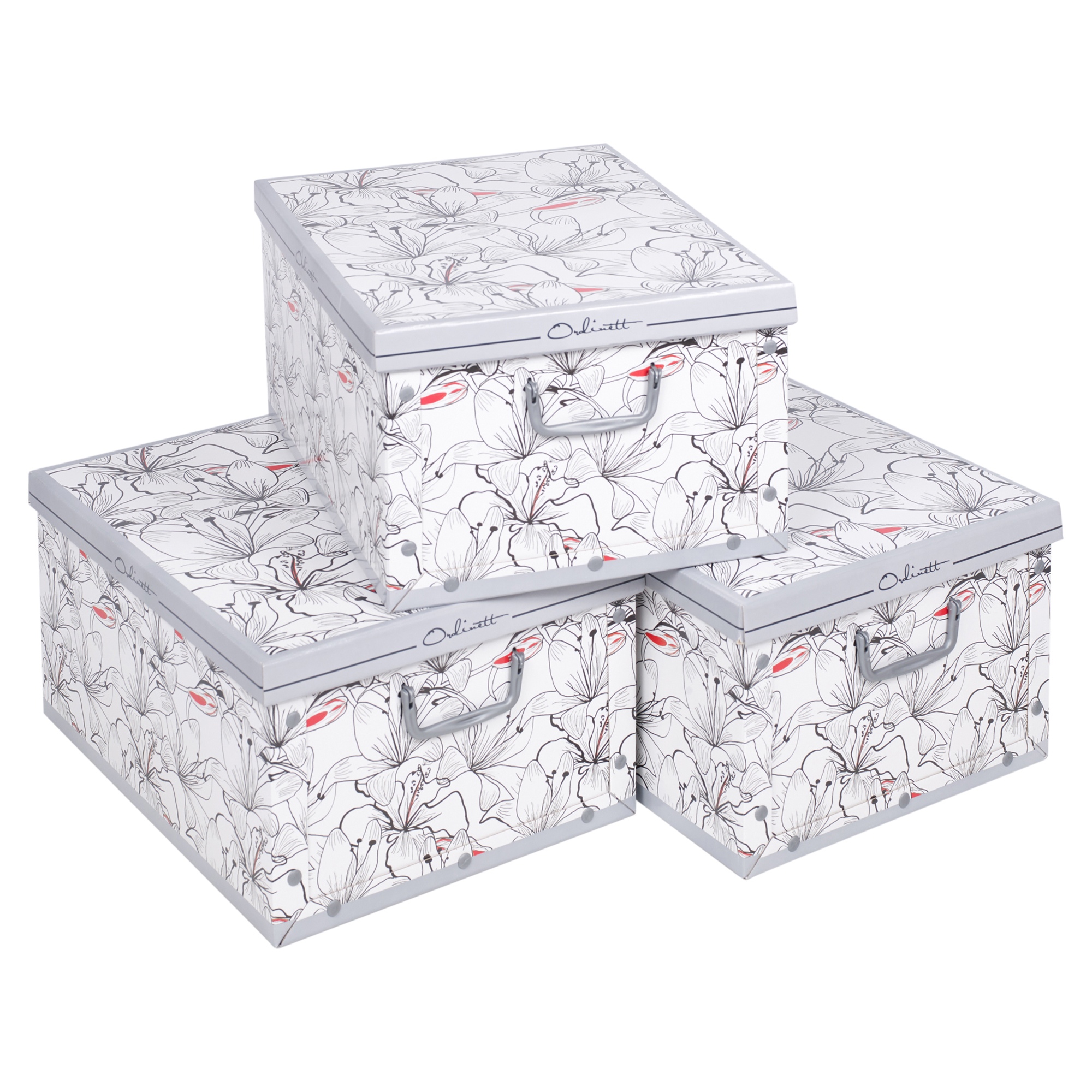 Set Of 3 Underbed Storage Boxes With Lid Handles Clothes Collapsible