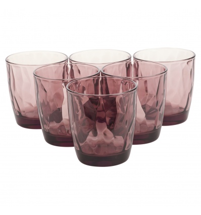 Set of 6 Bormioli Rocco Red 30.5cl Diamond Glass [065084]