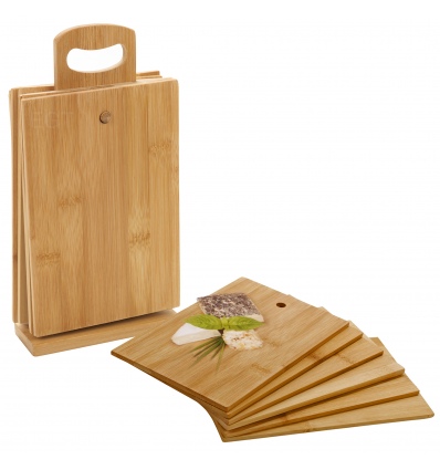 7pcs Bamboo Chopping Board Set & Stand  [729206]