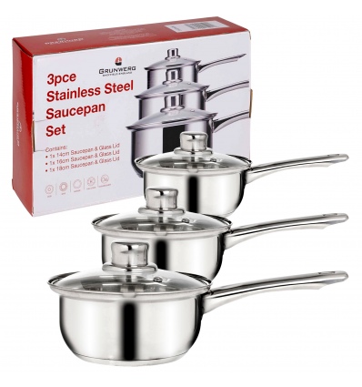 Grunwerg 3pc SS Saucepan Set [9640S3]