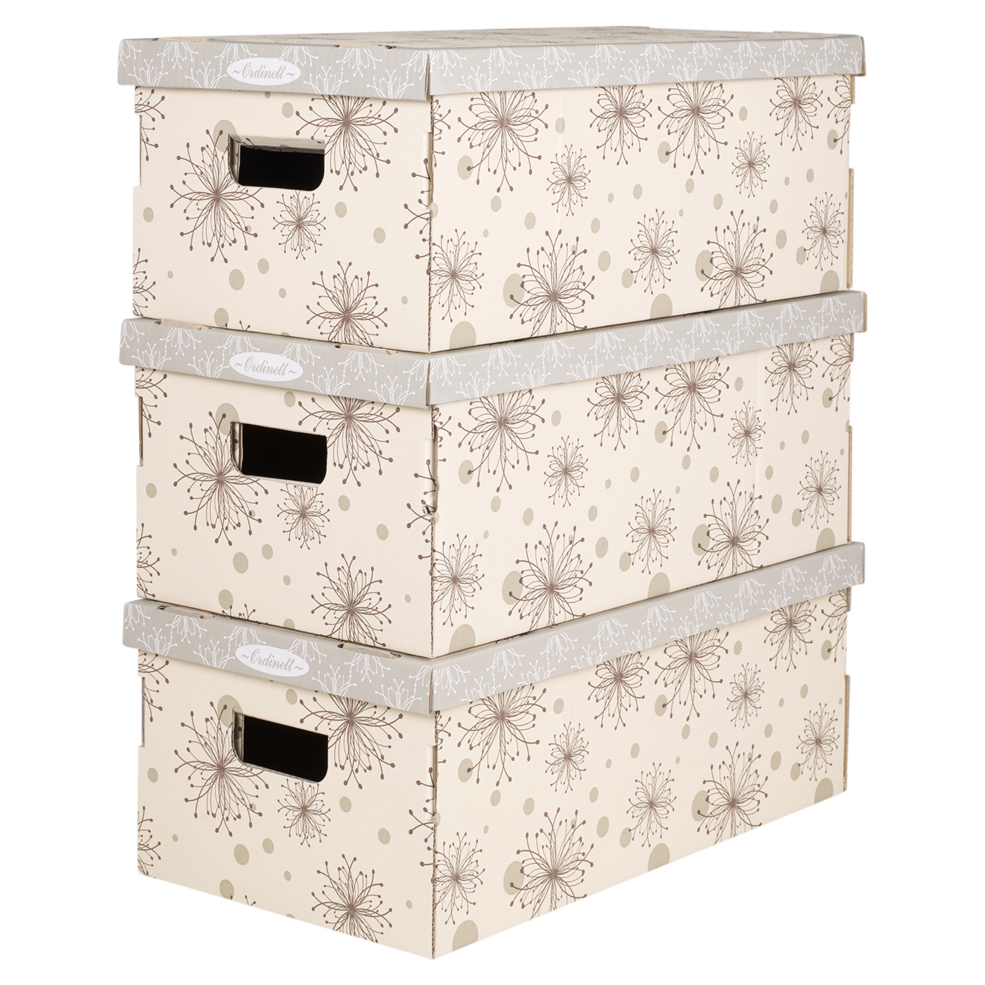 Set Of 3 Underbed Storage Boxes With handles Cardboard Stackable