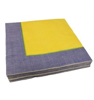 40 Yellow Blue Disposable Picnic 3 ply Party Serviettes