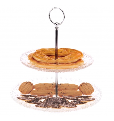 2 Tier Cut Glass Style Cake Stand [880049]