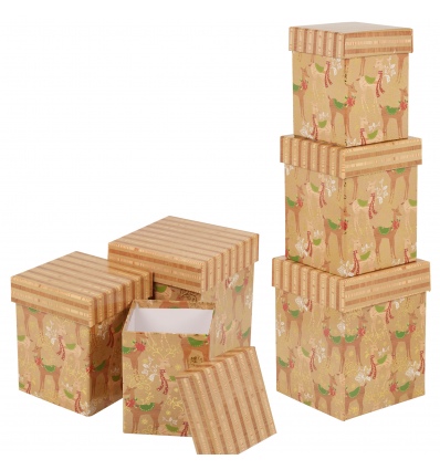 Nest of 3 reindeer tall gift boxes [444361]