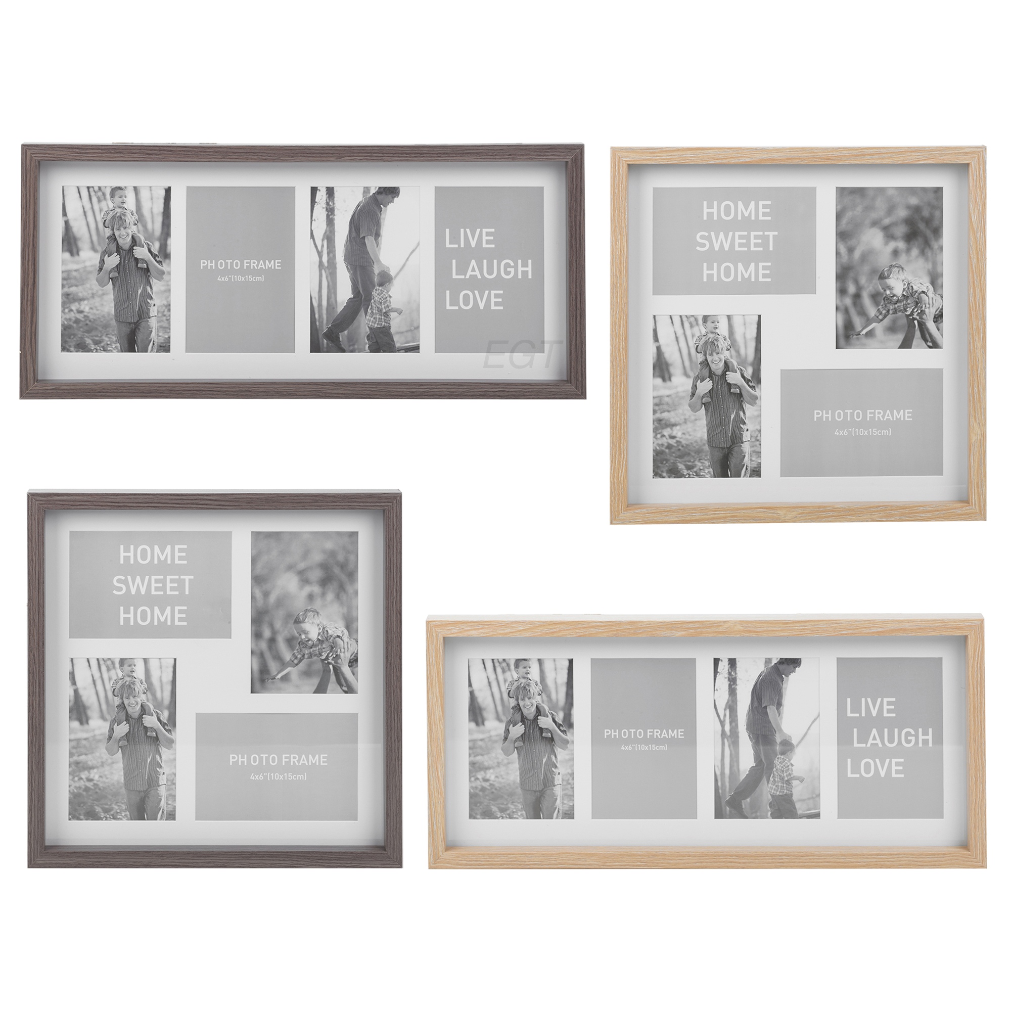 Photo Frame Square Or Rectangle Multi Picture Collage Wood Effect Wall