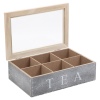 6 Section White Washed Wooden Tea Box [900070]