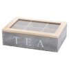 6 Section White Washed Wooden Tea Box [900070]