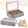 6 Section White Washed Wooden Tea Box [900070]